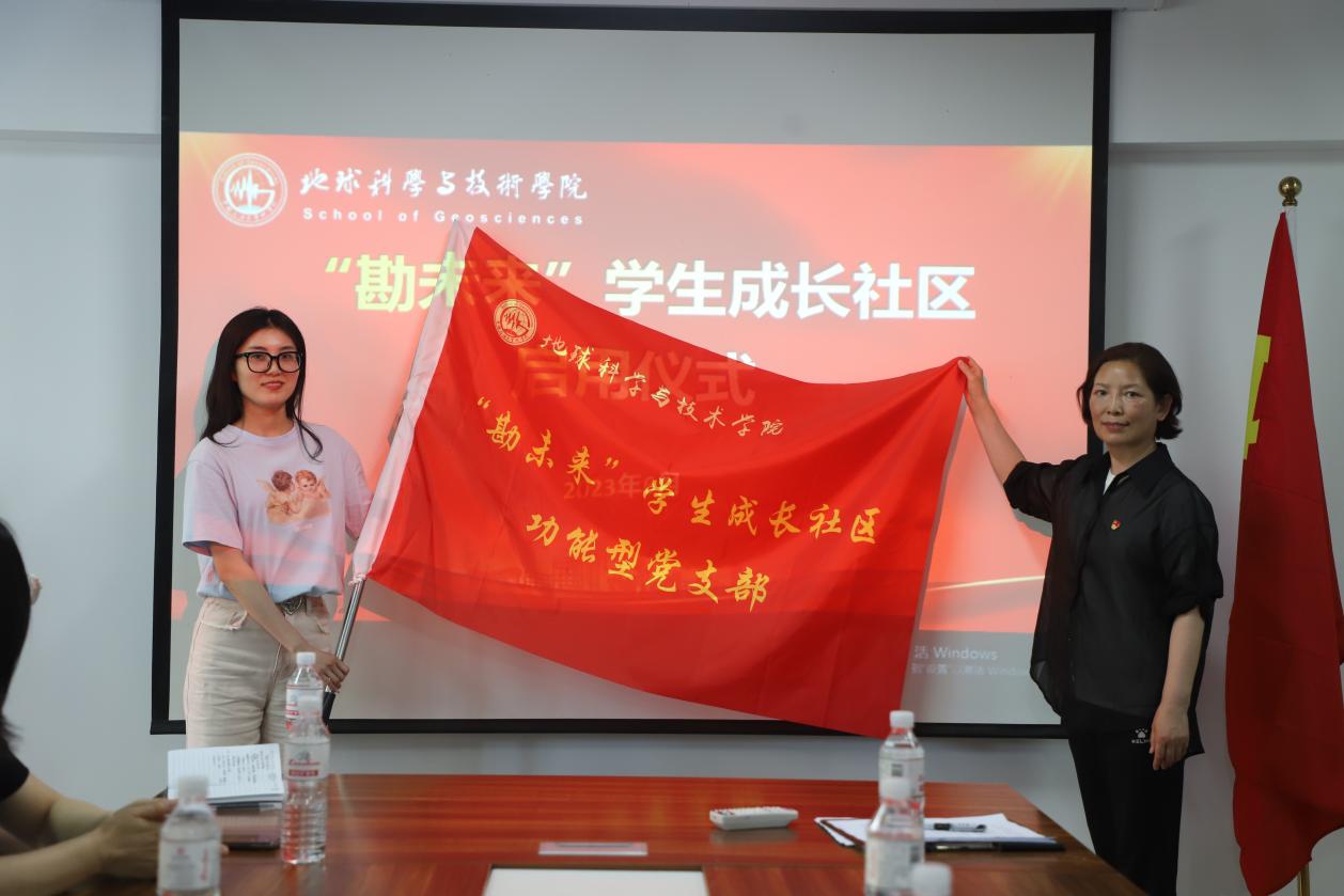党委组织部副部长梁秀萍为社区功能型党支部授旗.jpg
